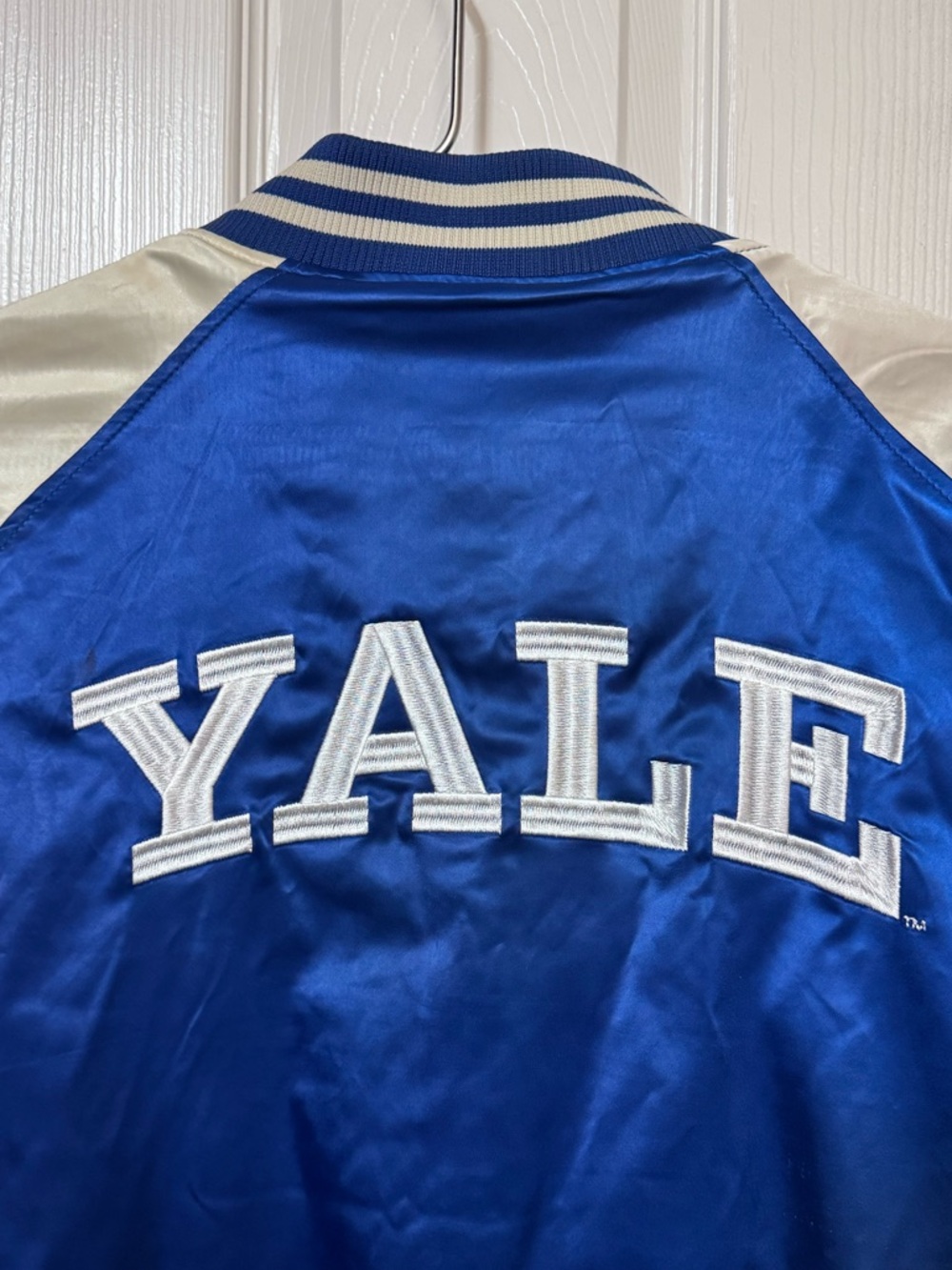 Retro High End University of YALE Blue Satin Letterman Jacket Men’s XL H&M - Picture 4 of 7